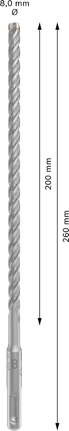 Mata Bor Hammer PRO SDS plus-5X, 8 x 200 x 260 mm Mata Bor Hammer PRO SDS plus-5X, 8 x 200 x 260 mm