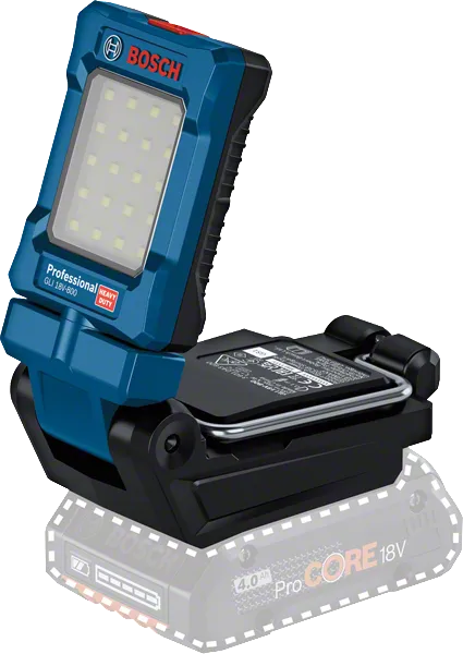 Lampu kerja nirkabel Bosch GLI 18V-800 dengan panel LED.