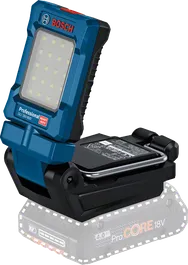 Lampu kerja nirkabel Bosch GLI 18V-800 dengan panel LED.