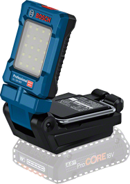 Lampu kerja nirkabel Bosch GLI 18V-800 dengan panel LED.