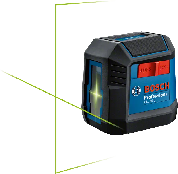 Alat perata laser Bosch GLL 50 G dengan garis hijau.