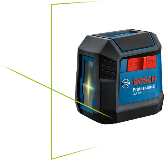 Alat perata laser Bosch GLL 50 G dengan garis hijau.