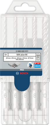 Set mata bor palu Bosch SDS plus-5X 6/6/8/8/10 mm.