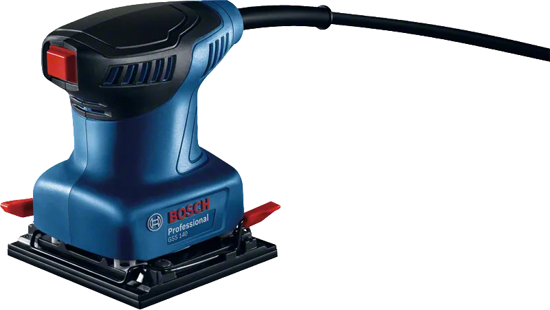 Sander orbital Bosch GSS 140 dengan pegangan ergonomis.