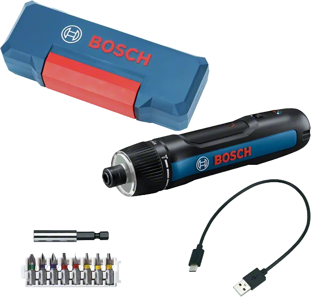 Set obeng elektrik Bosch Go 3 dengan kabel pengisi daya USB.