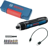 Set obeng elektrik Bosch Go 3 dengan kabel pengisi daya USB.