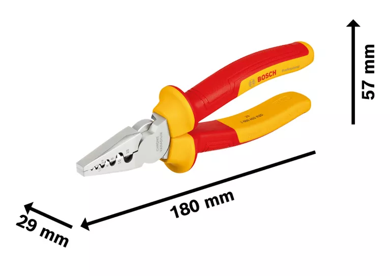 Tang crimping Bosch VDE 180mm untuk pekerjaan listrik.