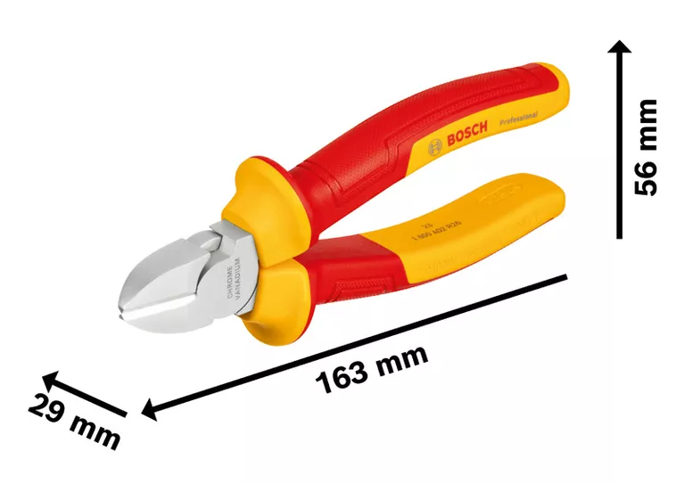Tang Potong Diagonal VDE 160 mm Pemotong sisi diagonal Bosch VDE 160mm, gagang berinsulasi.