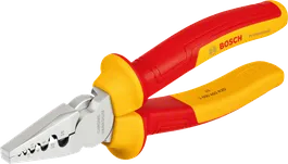Tang crimping Bosch VDE 180mm dengan gagang berisolasi.