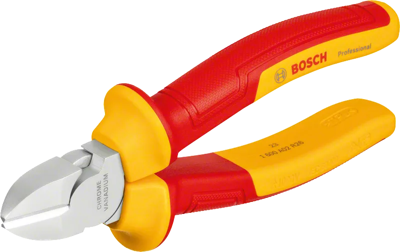 Pemotong sisi diagonal Bosch VDE gagang berisolasi 160mm.