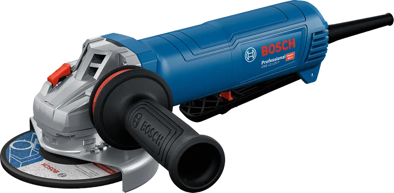 Penggiling sudut Bosch GWS 12-125 P dengan pegangan samping.