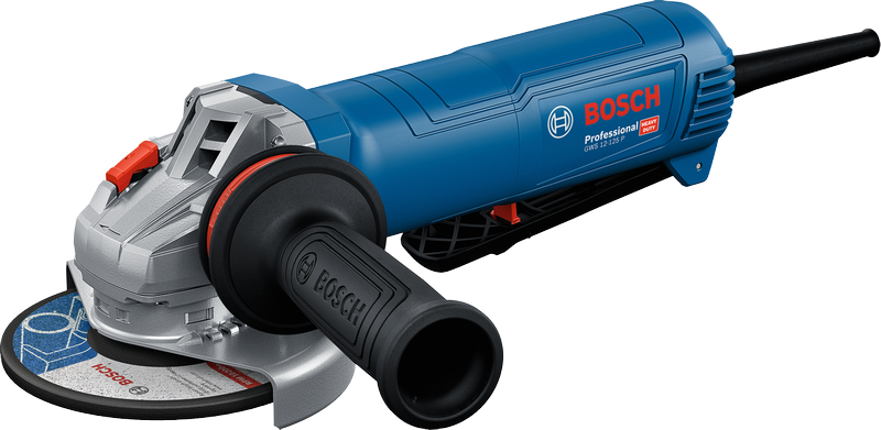 Penggiling sudut Bosch GWS 12-125 P dengan pegangan samping.