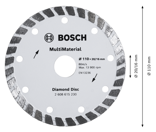 Cakram Berlian Bosch MultiMaterial 110 mm untuk pemotongan.
