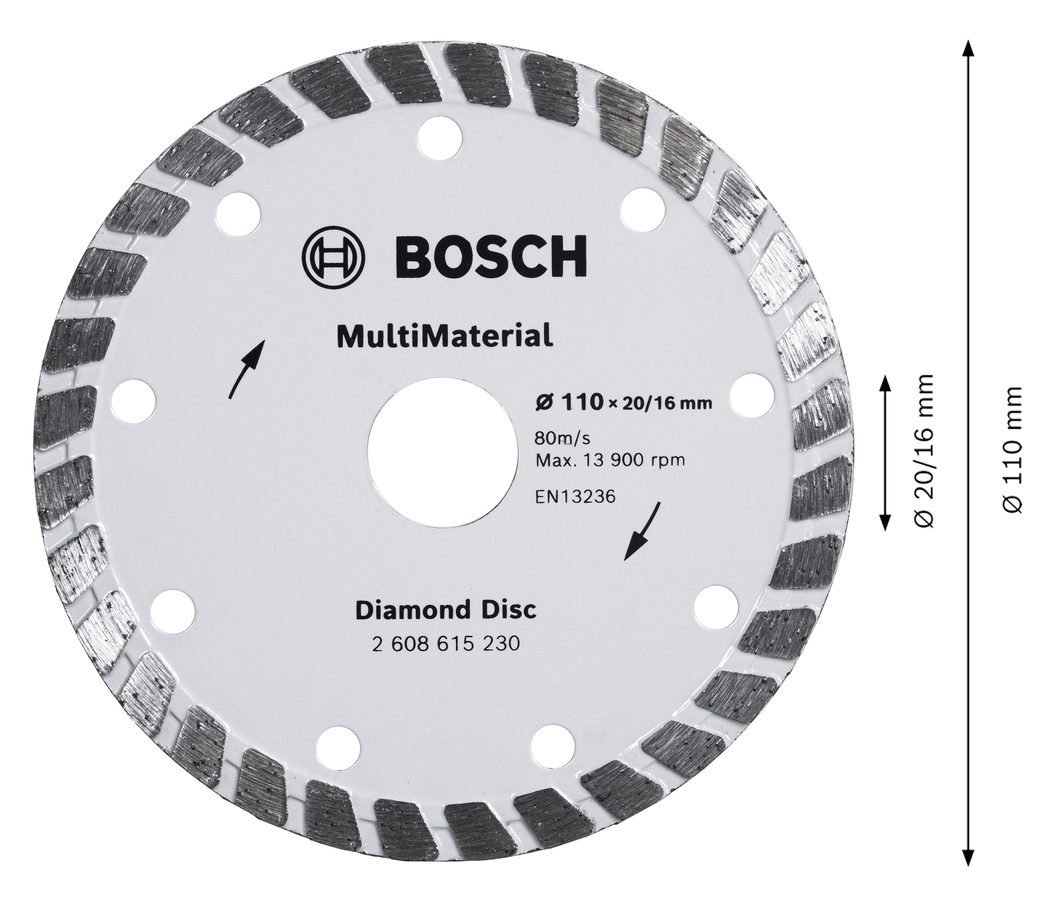Cakram Berlian Bosch MultiMaterial 110 mm untuk pemotongan.