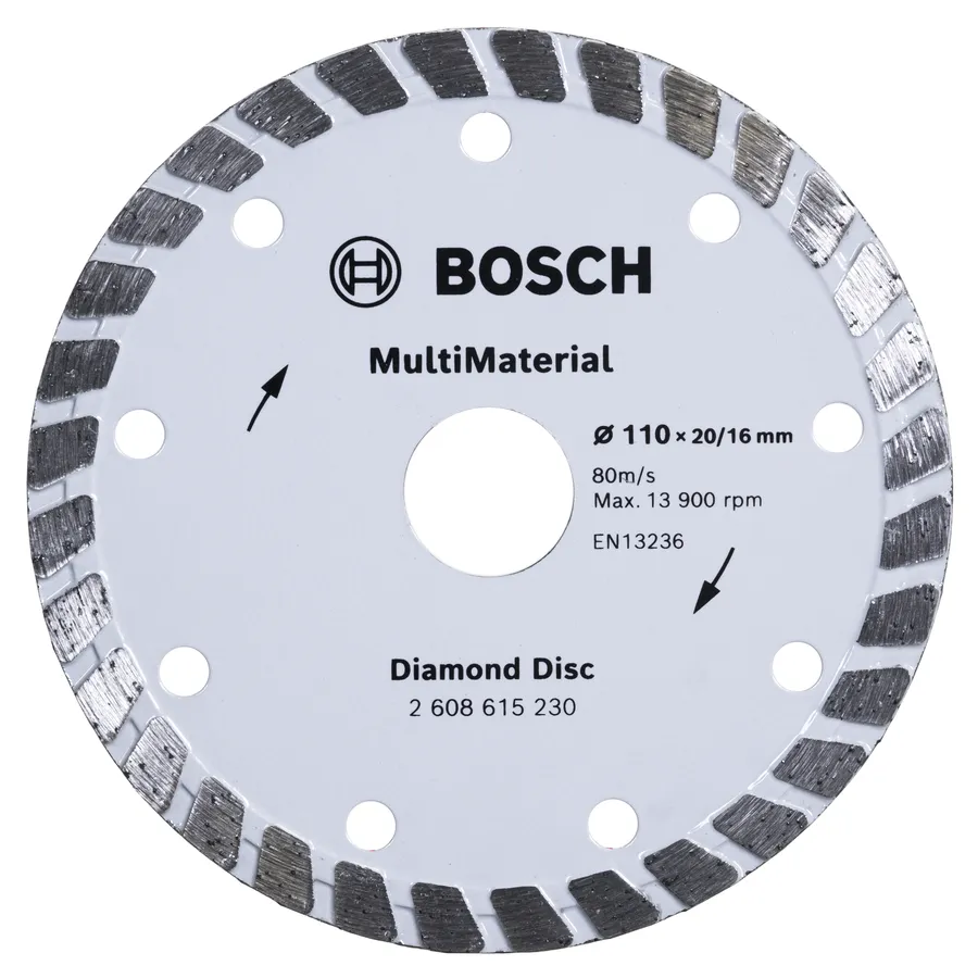 Cakram Berlian Bosch MultiMaterial 110 mm untuk pemotongan beragam.
