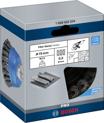 Sikat cangkir tebal Bosch PRO Metal 75×0,5 mm.