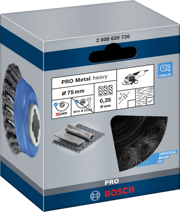 Sikat cangkir Bosch PRO Metal berat X-Lock 75×0,35 mm.