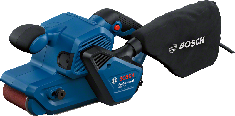 Mesin pengamplas sabuk Bosch GBS 750 dilengkapi kantong debu.