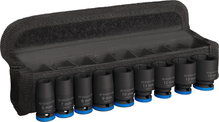 Bosch PRO Impact Socket Set 1/4 inci, 9 buah dalam kotak.