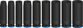 Set Soket Impact Bosch PRO 1/4 inci dalam, 9 buah.