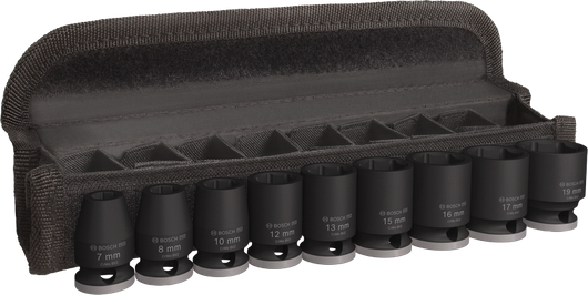 Bosch PRO Impact Socket Set 3/8 inci, 9 buah dalam kotak.