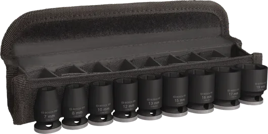 Bosch PRO Impact Socket Set 3/8 inci, 9 buah dalam kotak.