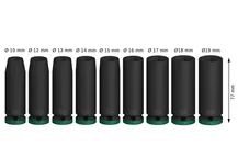 Set Soket Impact Bosch PRO kedalaman 1/2 inci, 9 buah.