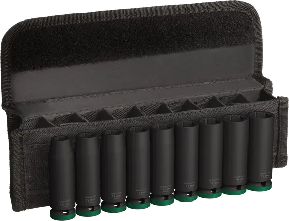 Set Soket Impact Bosch PRO kedalaman 1/2 inci, 9 buah.