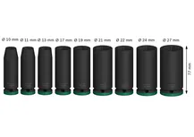 Set Soket Impact Bosch PRO 1/2 inci dalam 9 buah.