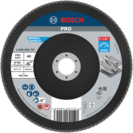 Cakram Penutup Bosch PRO X571 180 mm G40 untuk penggerindaan logam.