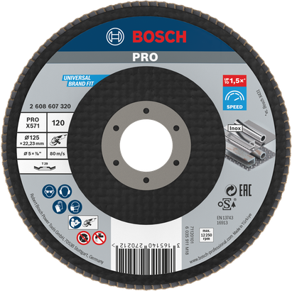 Object #200450778: 2608607320_bo_pro_u_f_1 Cakram penutup Bosch PRO X571 bersudut 125mm G120.