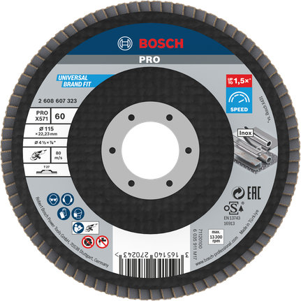 Bosch PRO X571 Flap Disc 115mm G60 untuk baja.