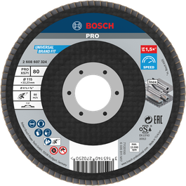 Cakram Penutup Bosch PRO X571 115mm G80 untuk penggerindaan logam.