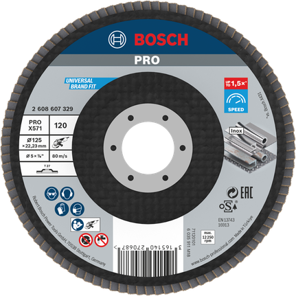 Bosch PRO X571 Flap Disc 125mm G120 untuk logam.