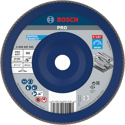 Bosch PRO X571 Flap Disc 180mm G60 untuk penggilingan logam.