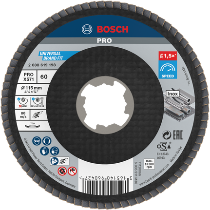 Cakram Flap PRO X571, Miring, 115 mm, G60, X-Lock Cakram Flap PRO X571, Miring, 115 mm, G60, X-Lock