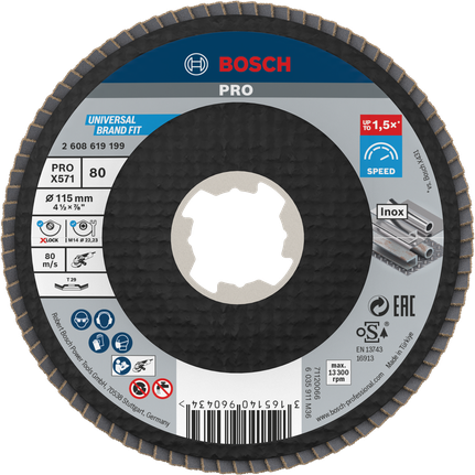 Cakram Flap PRO X571, Miring, 115 mm, G80, X-Lock Cakram Flap PRO X571, Miring, 115 mm, G80, X-Lock
