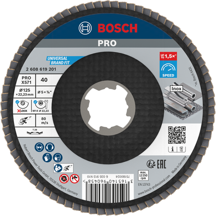 Bosch PRO X571 Flap Disc sudut 125 mm G40 X-Lock.