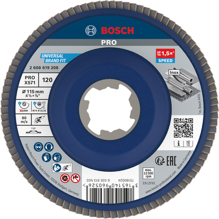 Bosch PRO X571 Flap Disc 115mm G120 X-Lock untuk logam.