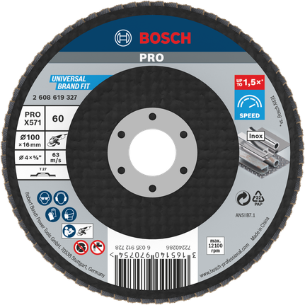 Bosch PRO X571 Flap Disc G60 untuk pengamplasan logam.