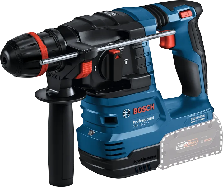 Palu putar nirkabel Bosch GBH 18V-22 X dengan ONECHUCK.