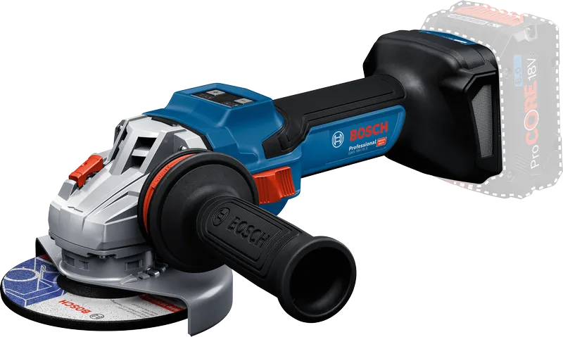 Penggiling sudut nirkabel Bosch GWS 18V-15 S, baterai ProCORE 8Ah.