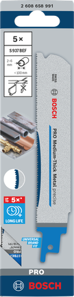 Paket 5 buah mata gergaji Bosch PRO Medium-Thick Metal presisi S937BEF.