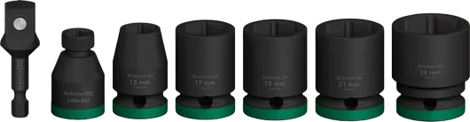 Set Kunci Sok Impact Bosch PRO dengan adaptor, 7 buah.