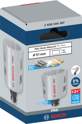 PRO Multi Material PC Plus Gergaji lubang Bosch 51 mm PRO Multi Material.