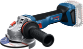 Penggiling sudut nirkabel Bosch GWS 18V-11 dengan pegangan samping.