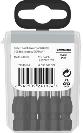 Paket mata bor benturan Bosch PH2 55mm Phillips.