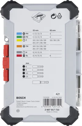 Set Extra Hard, 43 buah Set mata obeng ekstra keras Bosch 43 pcs tampilan.