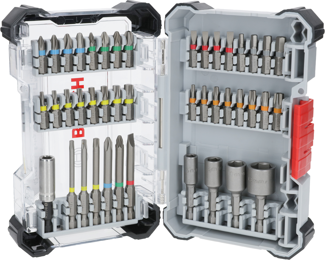 Set Mata Obeng Bosch Extra Keras 43 pcs dalam kotak pajangan.