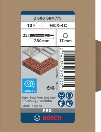 Pahat pipih Bosch PRO HEX 17 mm 280 mm 10 pcs.